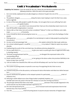 Unit 5 Vocabulary Worksheets