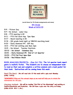 PTO meeting 6:30 9/11 - PTO Fall Sock Hop 7pm-9pm