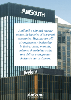 AmSouth`s planned merger unites the legacies of two - Corporate-ir