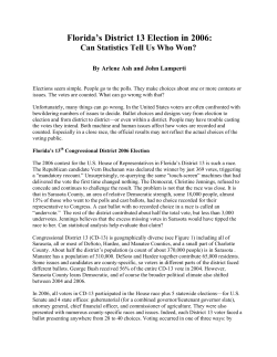 Florida`s District 13 Election in 2006: Can Statistics Tell Us Who Won?