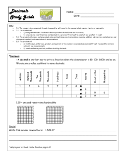 Decimals Study Guide