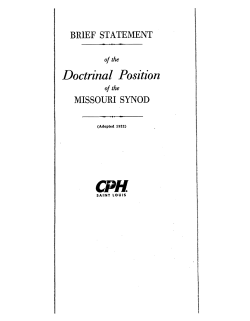 Doctrinal Position - The Lutheran Church&mdash;Missouri Synod