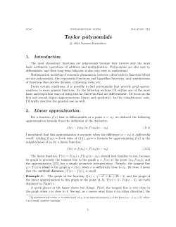 Taylor polynomials - AMS011A, Spring 16, Section 01