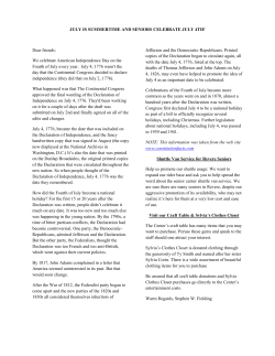 JULY IS SUMMERTIME AND SENIORS CELEBRATE JULY 4TH