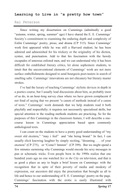 Learning to Live in &ldquo;a pretty how town&rdquo;