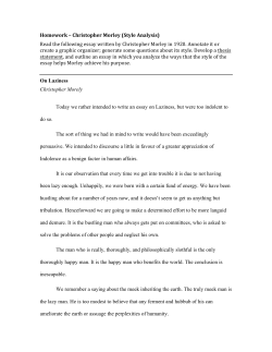 Homework &ndash; Christopher Morley (Style Analysis) Read the following
