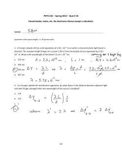 Quiz # 10 - University of Louisville Physics
