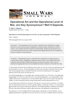 Operational Art and the Operational Level of War, are they