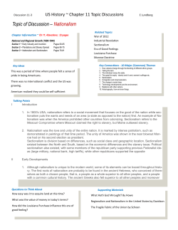 Topic of Discussion &ndash; Nationalism