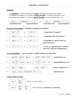 Logarithms Formula Sheet