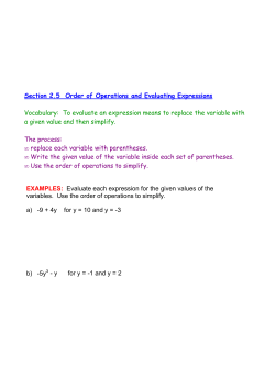 Section 2.5 Order of Operations and Evaluating Expressions