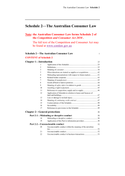 Schedule 2&mdash;The Australian Consumer Law