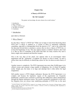 Chapter One A Theory of WTO Law By Chi Carmody 1. Introduction