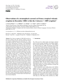 Observations of a stratospheric aerosol veil from a tropical volcanic