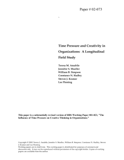 Time Pressure and Creativity in Organizations