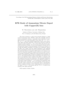 EPR Study of Ammonium Nitrate Doped with Copper(II) Ions