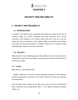CHAPTER 3 VALIDITY AND RELIABILITY
