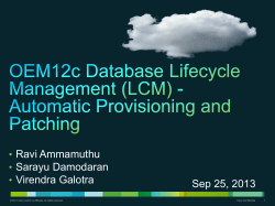 OEM12c Database Lifecycle Management (LCM)
