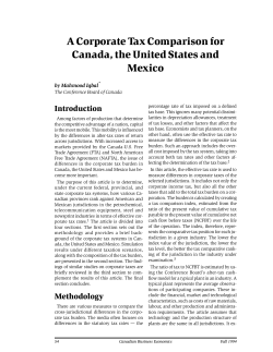 A Corporate Tax Comparison for Canada, the United States and