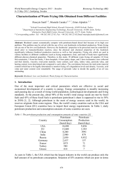 Characterization of Waste Frying Oils Obtained from Different Facilities