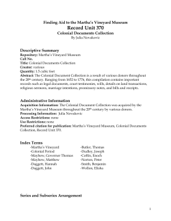 Colonial Documents Collection, 1652-1776, RU 370