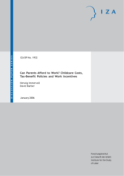 Can Parents Afford to Work? Childcare Costs, Tax-Benefit