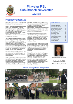 Pittwater RSL Sub-Branch Newsletter