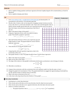 Physics 01-04 Acceleration and Graphs Lab
