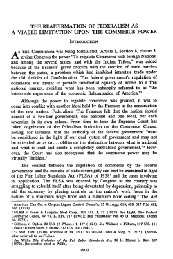 Reaffirmation of Federalism as a Viable Limitation upon the