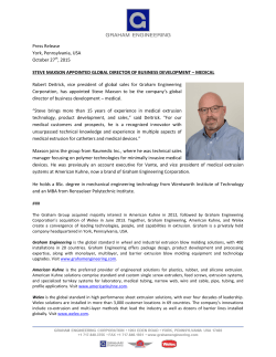 Press Release York, Pennsylvania, USA October 27th, 2015 STEVE