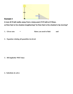 (6 ft tall) walks away from a lamp post (15 ft tall) at