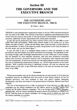 The Governors and the Executive Branch