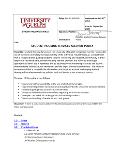 Alcohol Policy - University of Guelph Student Housing Services