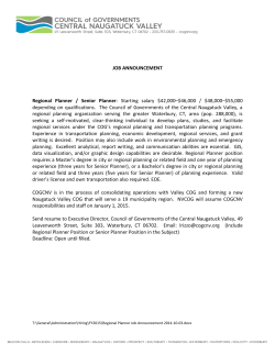 JOB ANNOUNCEMENT Regional Planner / Senior Planner: Starting