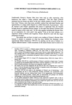 LYRIC DOUBLE TALK IN HORACE`S ROMAN ODES