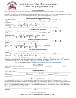 North American Police Ski Championships Entry Form