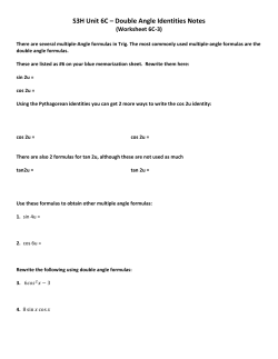 Double Angle Formulas