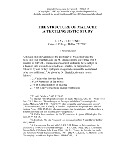 The Structure of Malachi: A Textlinguisitc Study