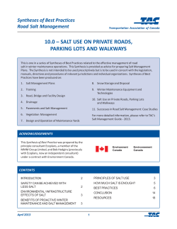 10.0 &ndash; salt use on private roads, parking lots and walkways