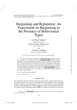 Bargaining and Reputation: An Experiment on Bargaining in the