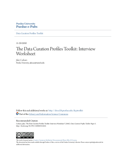The Data Curation Profiles Toolkit: Interview - Purdue e-Pubs