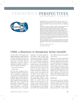 I-PASS, a Mnemonic to Standardize Verbal Handoffs