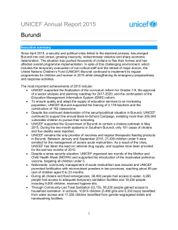 UNICEF Annual Report 2015 Burundi