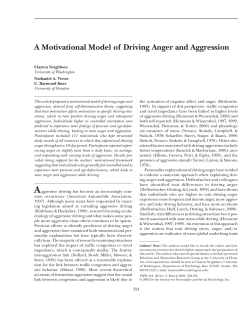 A Motivational Model of Driving Anger and Aggression
