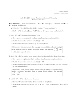 Math 217: &sect;2.2 Linear Transformations and Geometry Professor