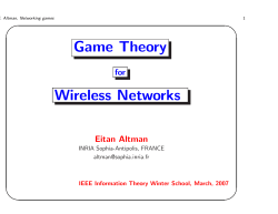 Game Theory Wireless Networks
