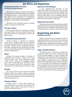 Negotiating Job Offers Job Offers and Negotiation