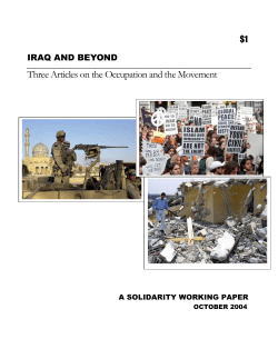 Three Articles on the Occupation and the Movement