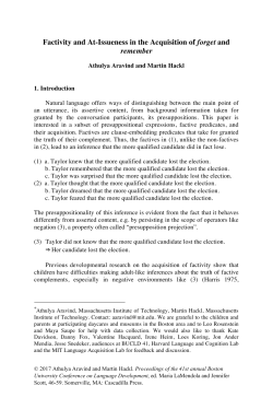 Factivity and At-Issueness in the Acquisition of forget and remember