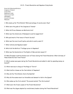 Ch 23 &ndash; French Revolution and Napoleon Study Guide Know the